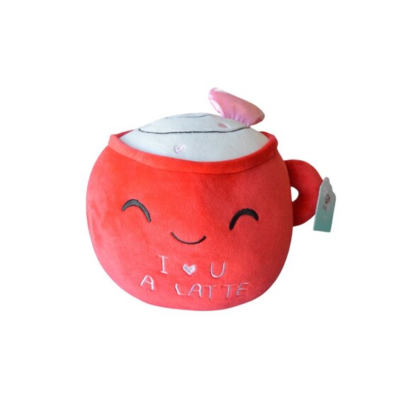NWT Play Right Hug Me Latte Mug 8 Inch Red White Plush Gift Toy Valentine's Day - Picture 2 of 5